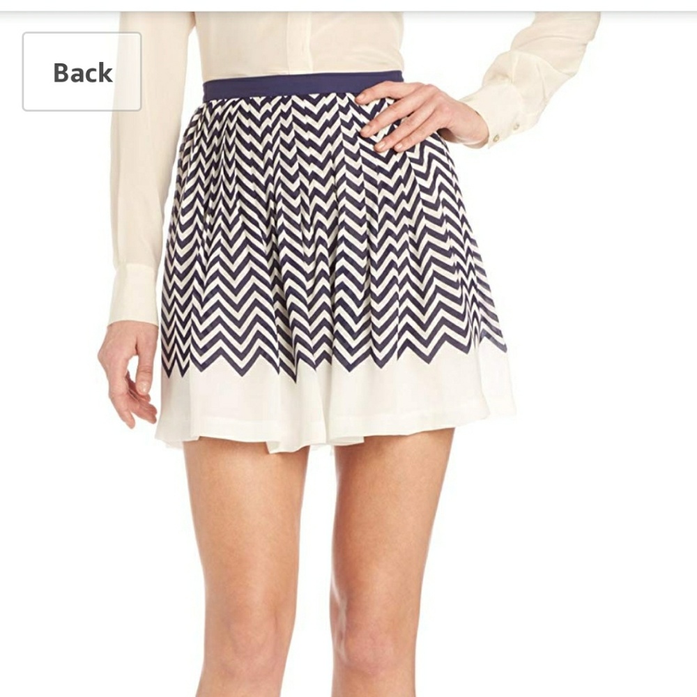 Joie Silk Chevron Pleated Skirt